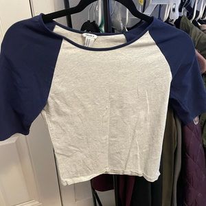 Forever 21 cropped navy blue baseball/raglan tee